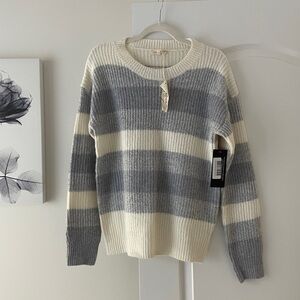 Grey-Blue and Cream Striped Sweater